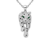 Sterling Silver Cheetah Pendant Necklace with Cubic Zirconias with Chain